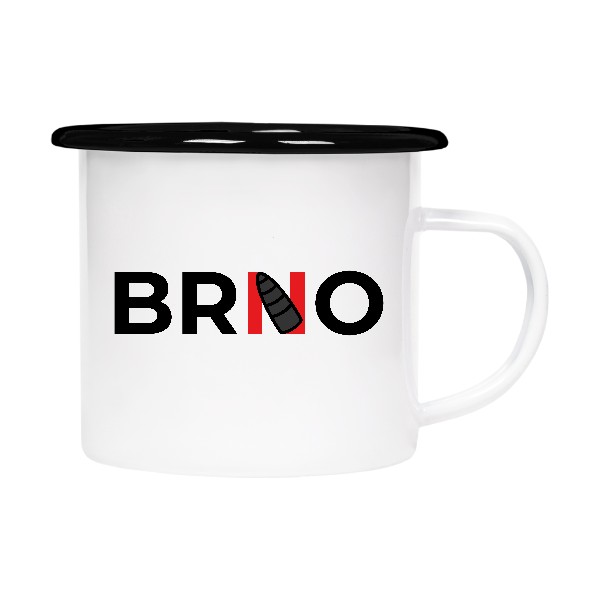 Tin mug - enamel hem The Brno Astronomical Clock