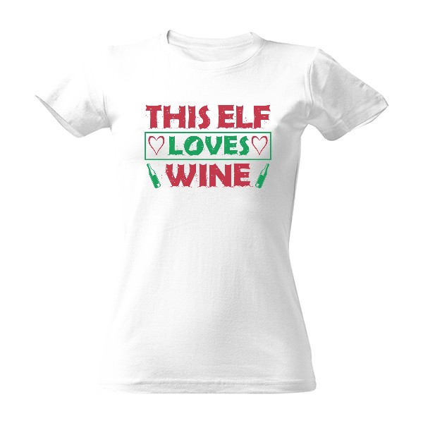 Tričko s potiskem This elf loves wine