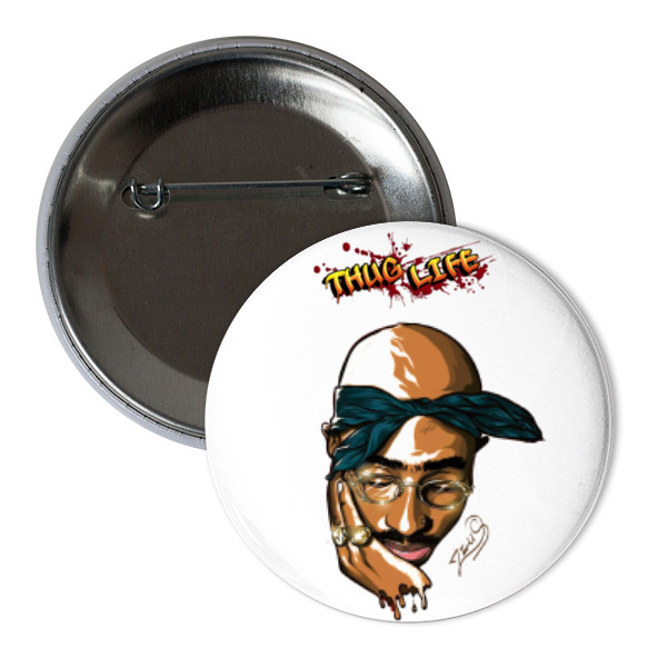 Odznáček  s potiskem Thug life-2 pac odznak