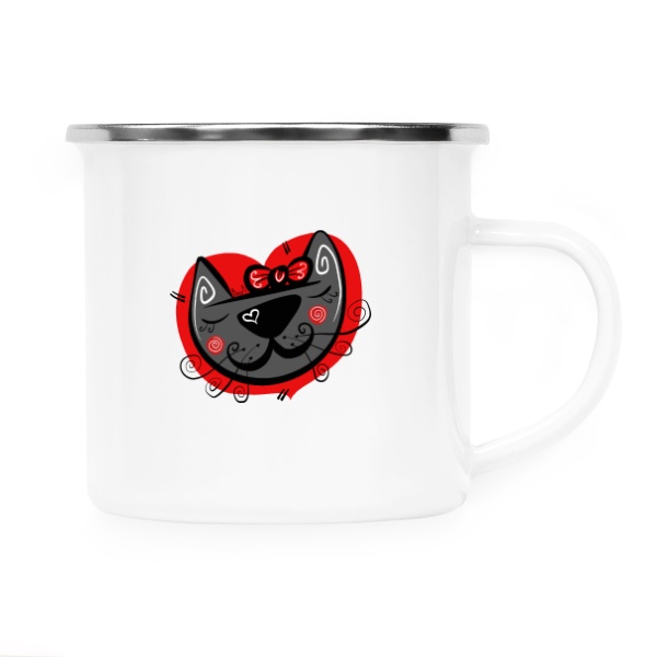 Tin mug BooA cute red cat MooA