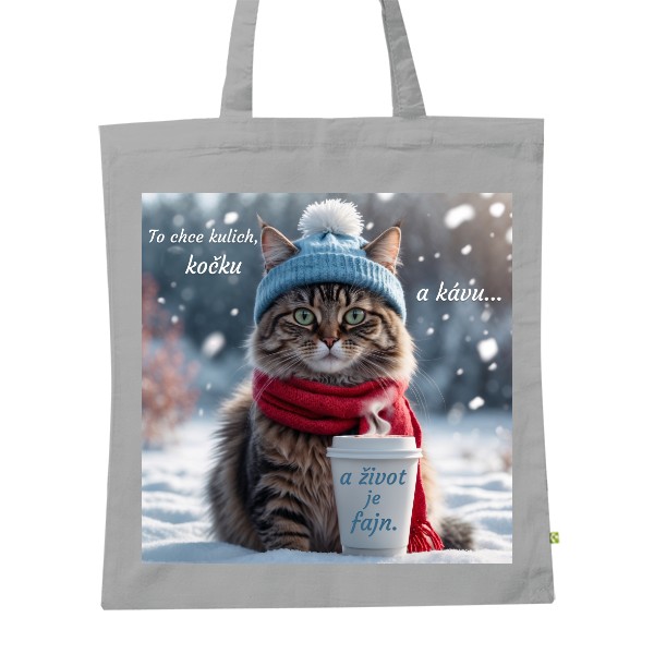 BIO platená taška s potlačou To che kulich, kočku a kávu2