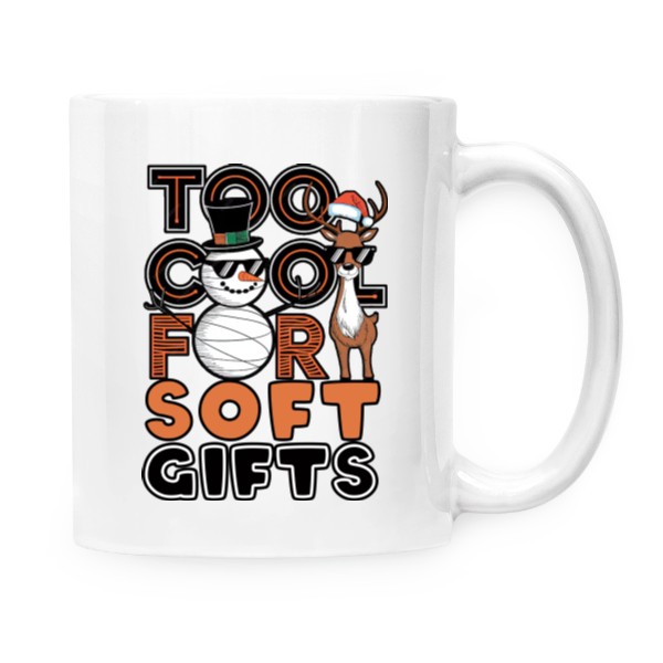 Hrnek malý bílý s potiskem Too cool for soft gifts