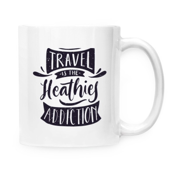 Hrnek malý bílý s potiskem Travel Addiction
