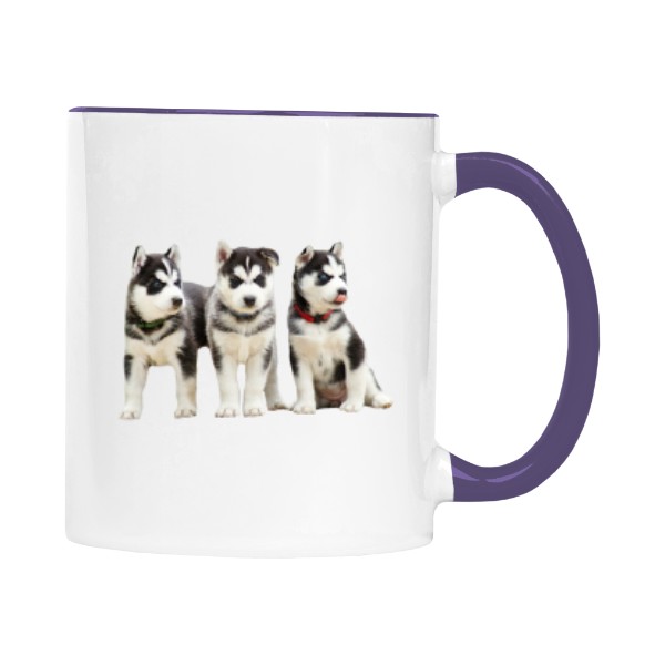 Hrnek malý barevný s potiskem Sibiřský husky 