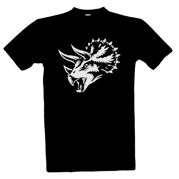 Tričko s potiskem triceratops tribal bílá