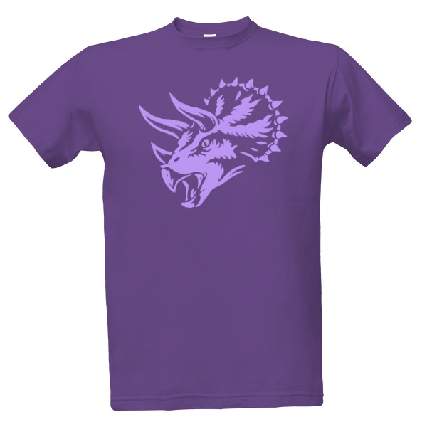 Tričko s potiskem triceratops tribal fialová
