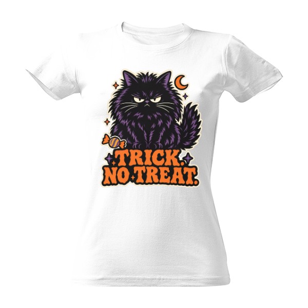 Tričko s potlačou Trick. No Treat. – nahnevaná halloweenska mačka