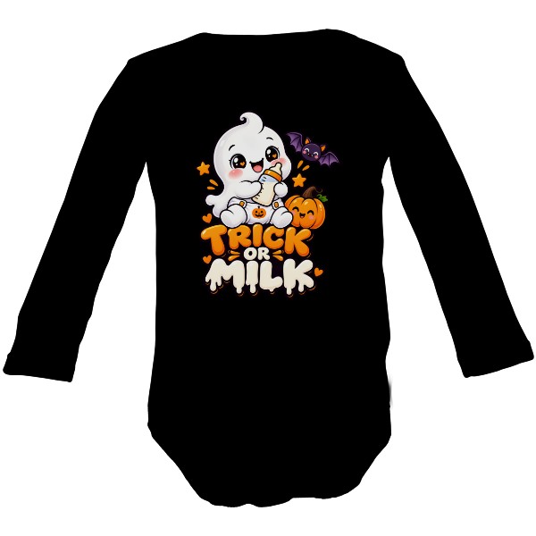 Detské body Long  s potlačou Trick or Milk