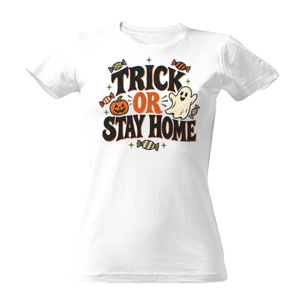 Tričko s potiskem Trick Or Stay Home – duch introvert zůstává doma
