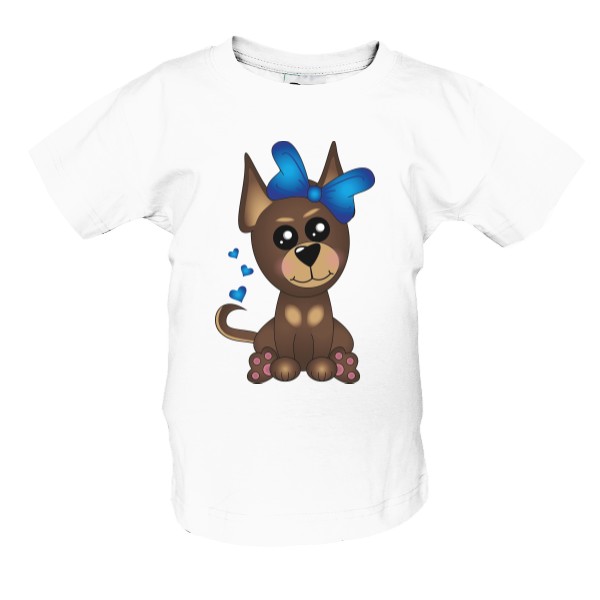 Tričko s potiskem Kreslený pejsek s modrou mašlí