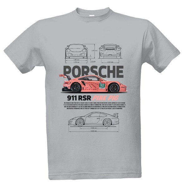 Tričko s potiskem Porsche 911 RSR Pig Big - Le Mans 2018