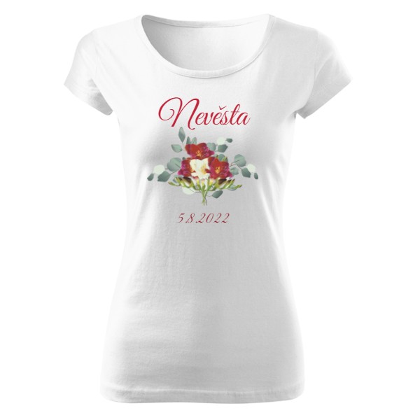 Tričko s potiskem Tričko - Rozlučka se svobodou - Nevěsta - červená