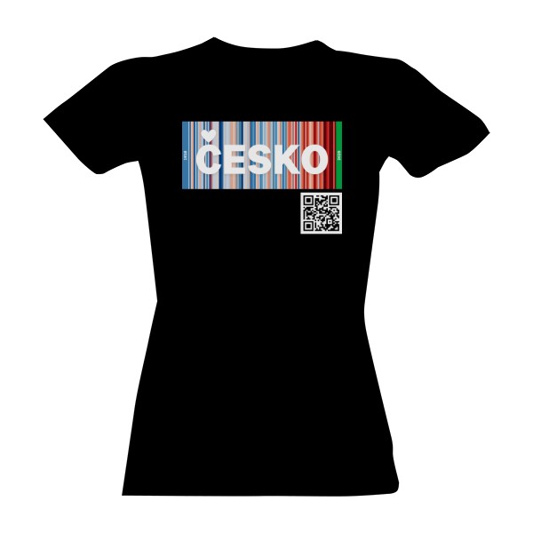 Triko Warming Stripes - Česko s QR kódem - dámské
