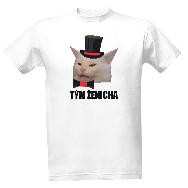 Tričko s potiskem Tým ženicha s kočkou