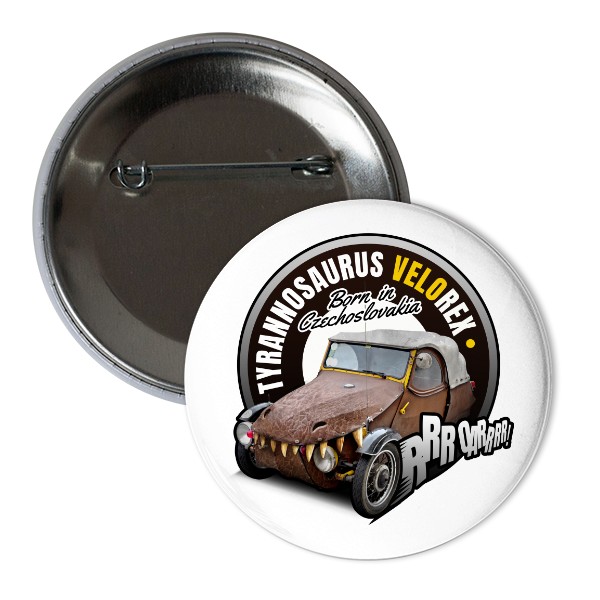 Odznáček  s potiskem Tyrannosaurus VeloRex_ow