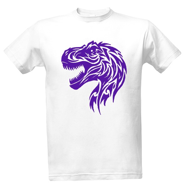 Tričko s potiskem Tyranosaurus tribal fialová 