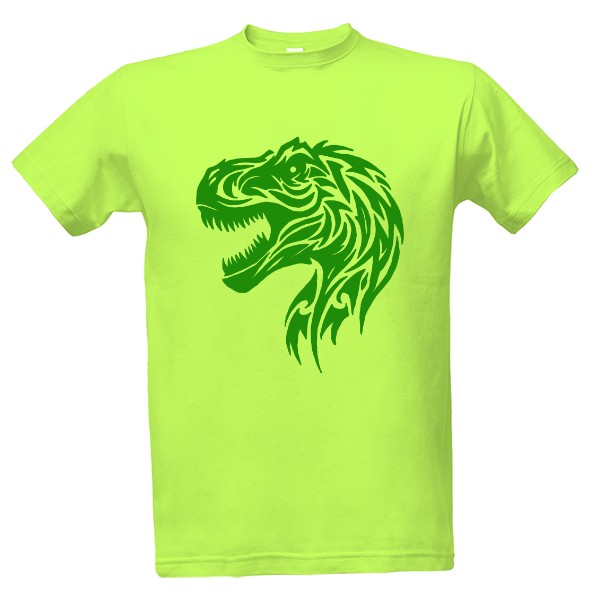 Tričko s potiskem tyranosaurus tribal zelená 