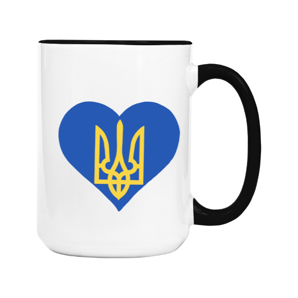 Hrnek velký barevný s potiskem Ukrajina Srdce na hrnku