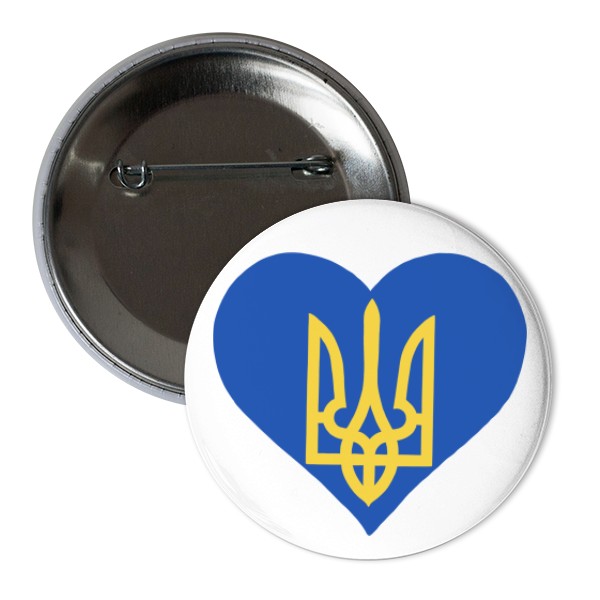 Odznáček  s potiskem Ukrajina Srdce na odznáčku