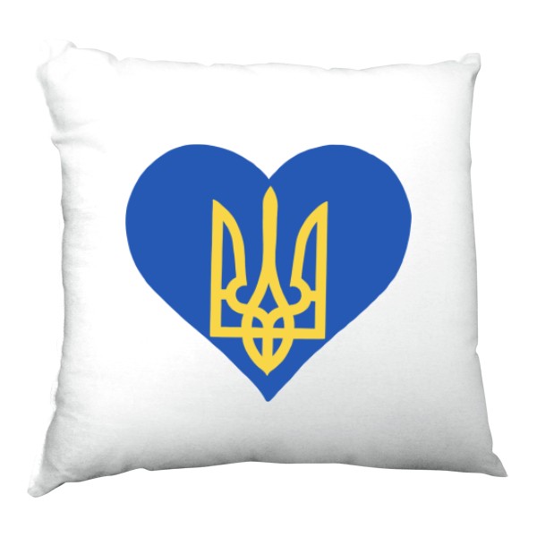 Polštář saténový s potiskem Ukrajina Srdce na polštáři