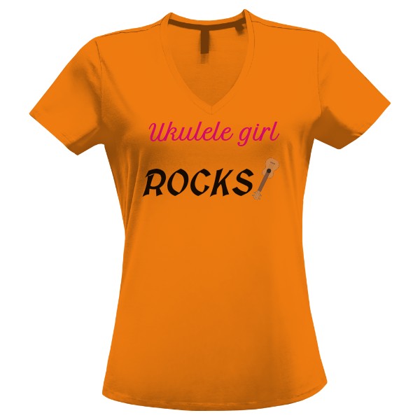 Ukulele girl rocks