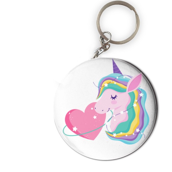 Přívěšek s otvírákem s potiskem Unicorn srdce