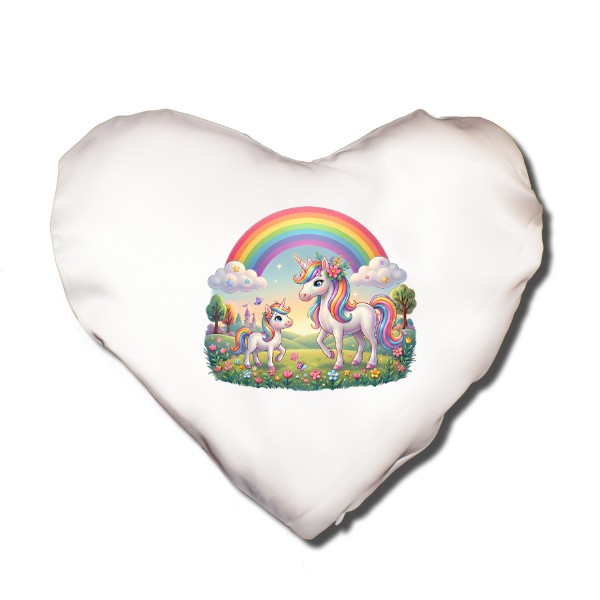 Pillow HEART Unicorns with a rainbow