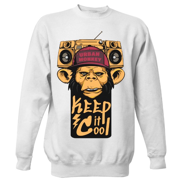 Mikina bez kapuce Unisex s potiskem Urban Monkey Ramirez bez kapuce hip hop