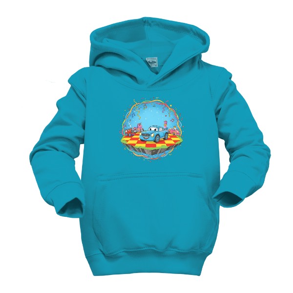 Detská mikina s kapucňou s potlačou Usměvavé autíčko