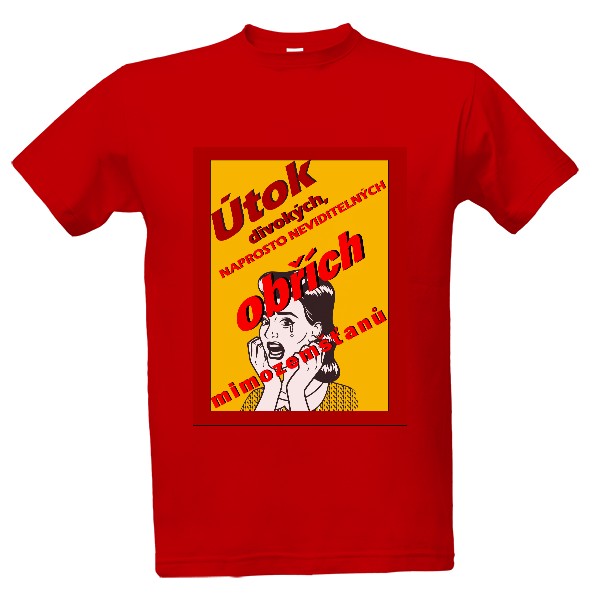 Tričko s potiskem útok obřích, naprosto neviditelných, mimozemšťanů