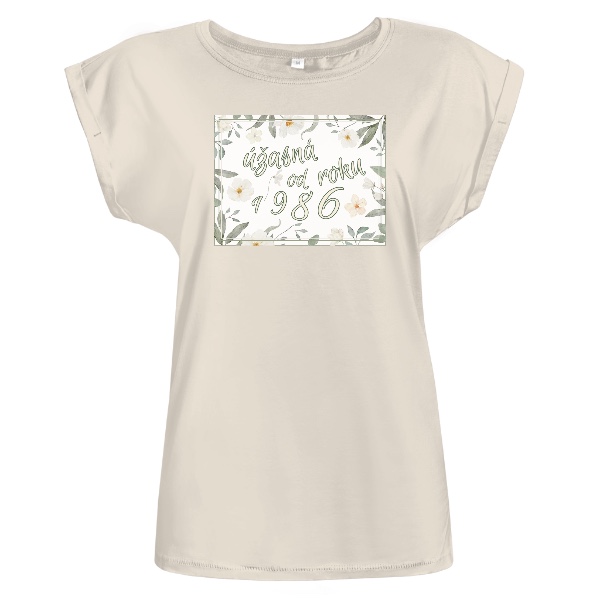 Tričko s potlačou Úžasná od roku 1975 romantické květiny