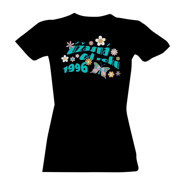 Tričko s potlačou Úžasná od roku 1996 s motýlem