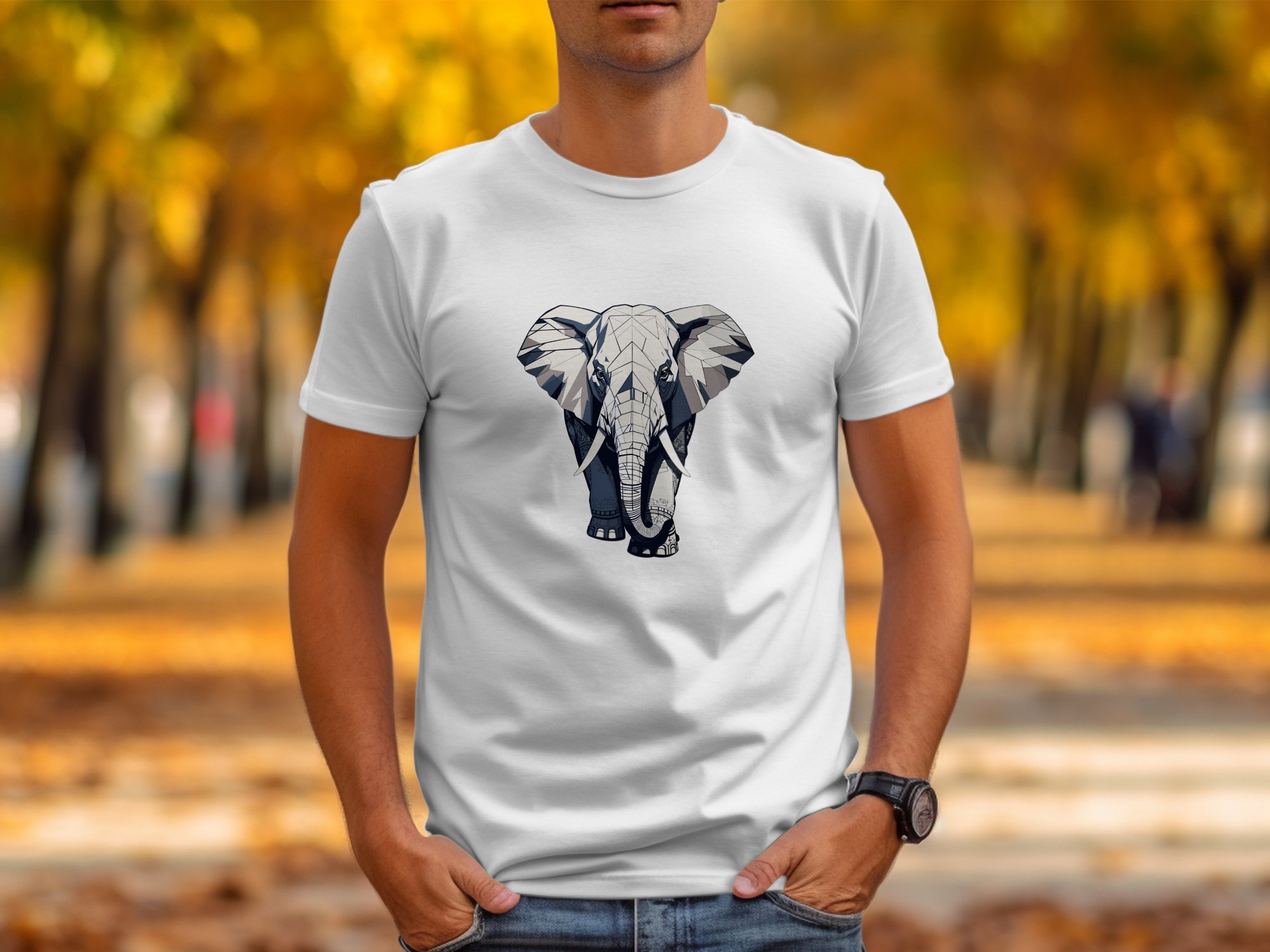 Tričko s potiskem Geometrický slon