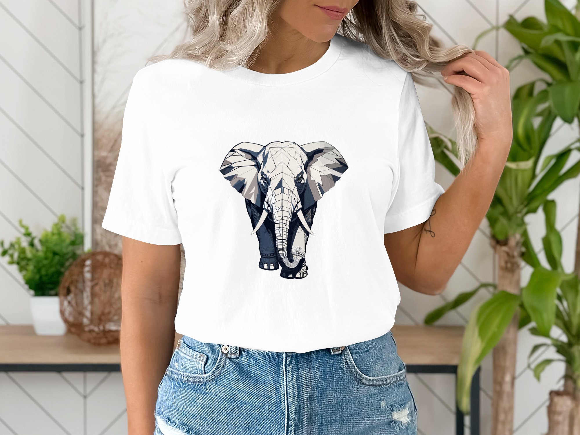Tričko s potiskem Geometrický slon