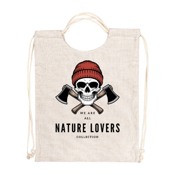 Vak na chrbát - ľanový vzhľad s potlačou NATURE LOVERS