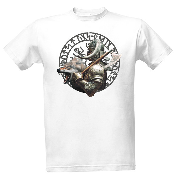 Tričko s potiskem Vikingský válečník s vlkem