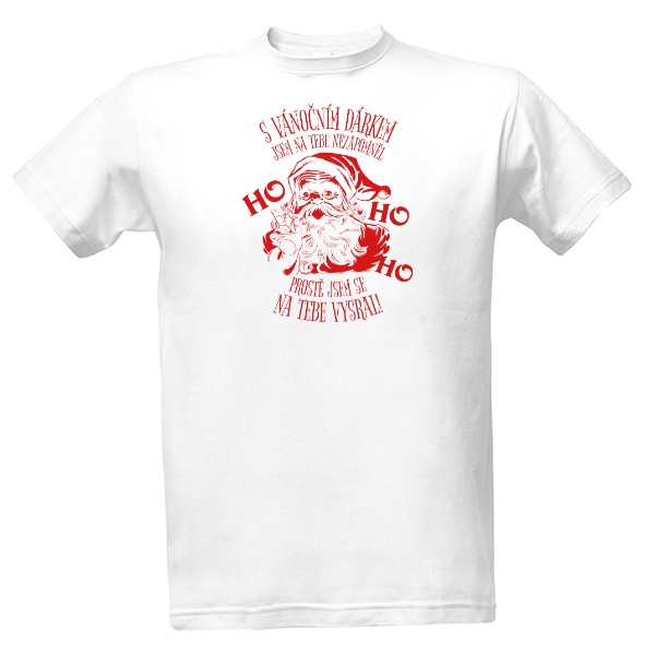 Tričko s potiskem Vánoční dárek a Santa-Nezapomněl jsem