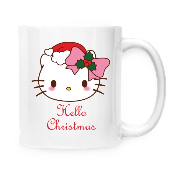 Hrnek malý bílý s potiskem Vánoční Hello Kitty