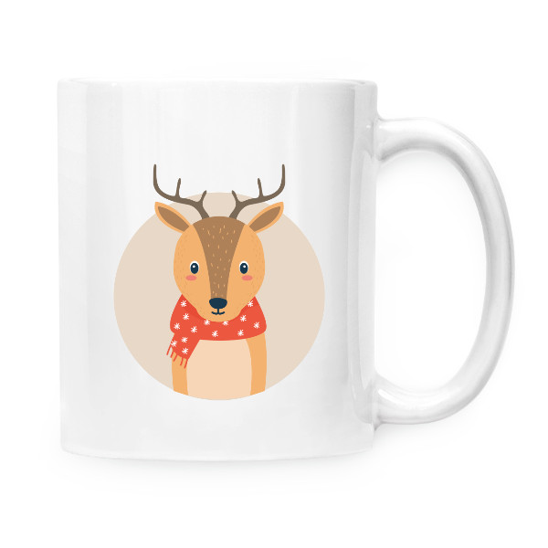 Hrnek malý bílý s potiskem Vánoční hrnek se sobem