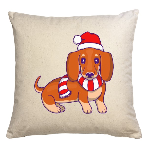 Vankúš bavlnený s potlačou Vánoční jezevčík