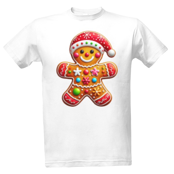 Tričko s potiskem Vánoční perníček s čepicí