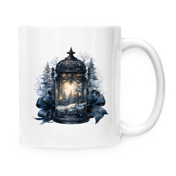 Hrnek malý bílý s potiskem Vánoční skleněnka