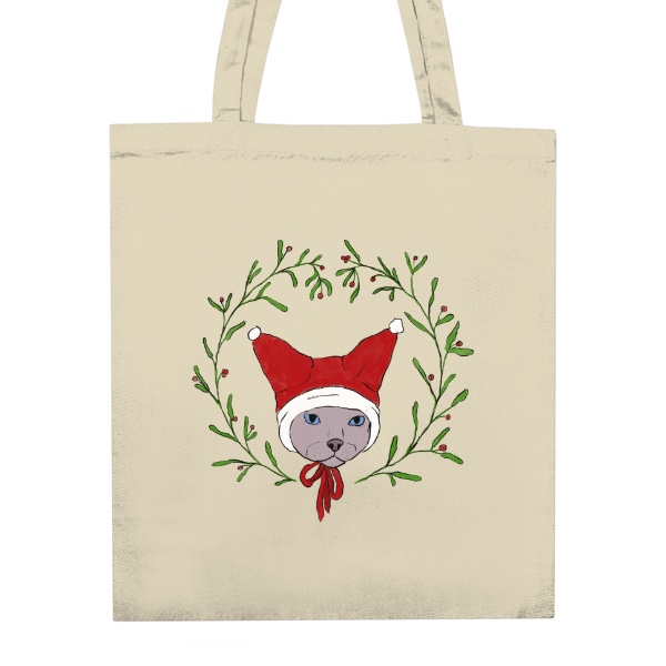 Nákupní taška unisex s potiskem Vánoční sphynx
