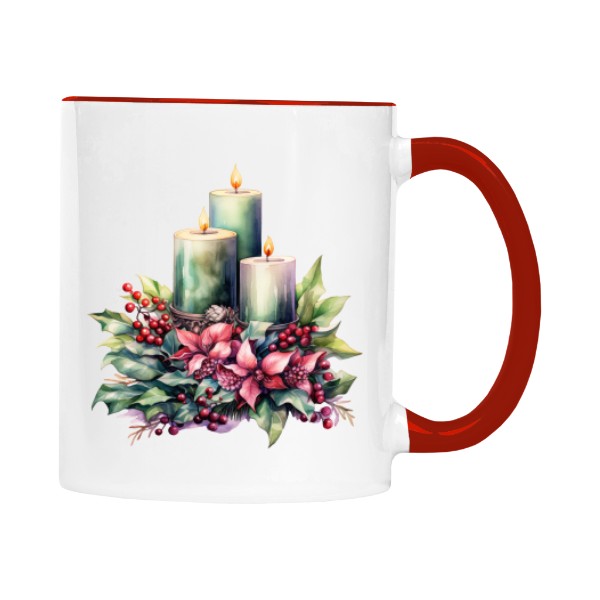 Hrnek malý barevný s potiskem Vánoční svíčky