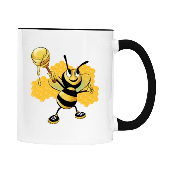 Hrnek malý barevný s potiskem Včela a med