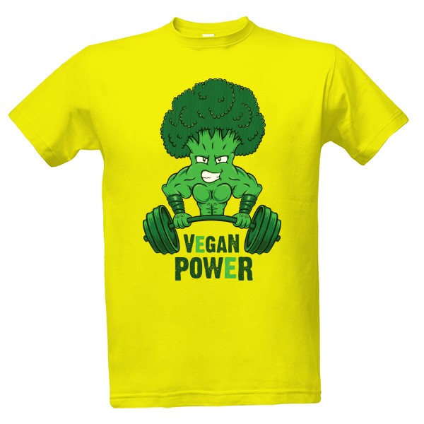 Tričko s potiskem VEGAN POWER brokolice - tmavý text