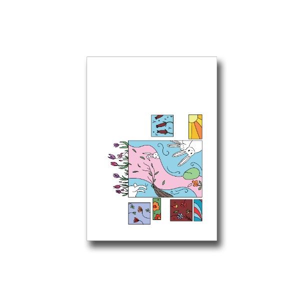 Přáníčko s potiskem Velikonoční přání s vajcem a zajícem