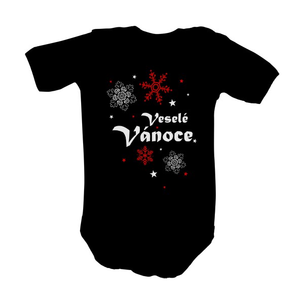 Dětské body  s potiskem Veselé Vánoce a vločky