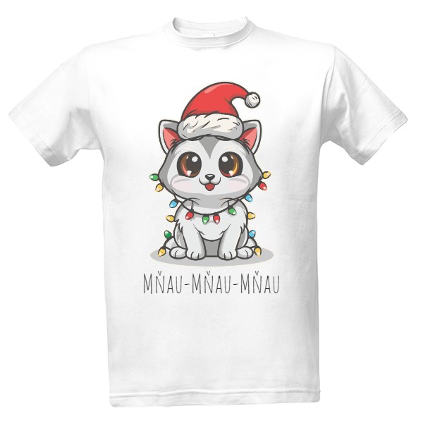 Tričko s potiskem Vianočná Kočička