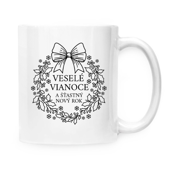 Hrnček malý biely s potlačou Veselé Vianoce